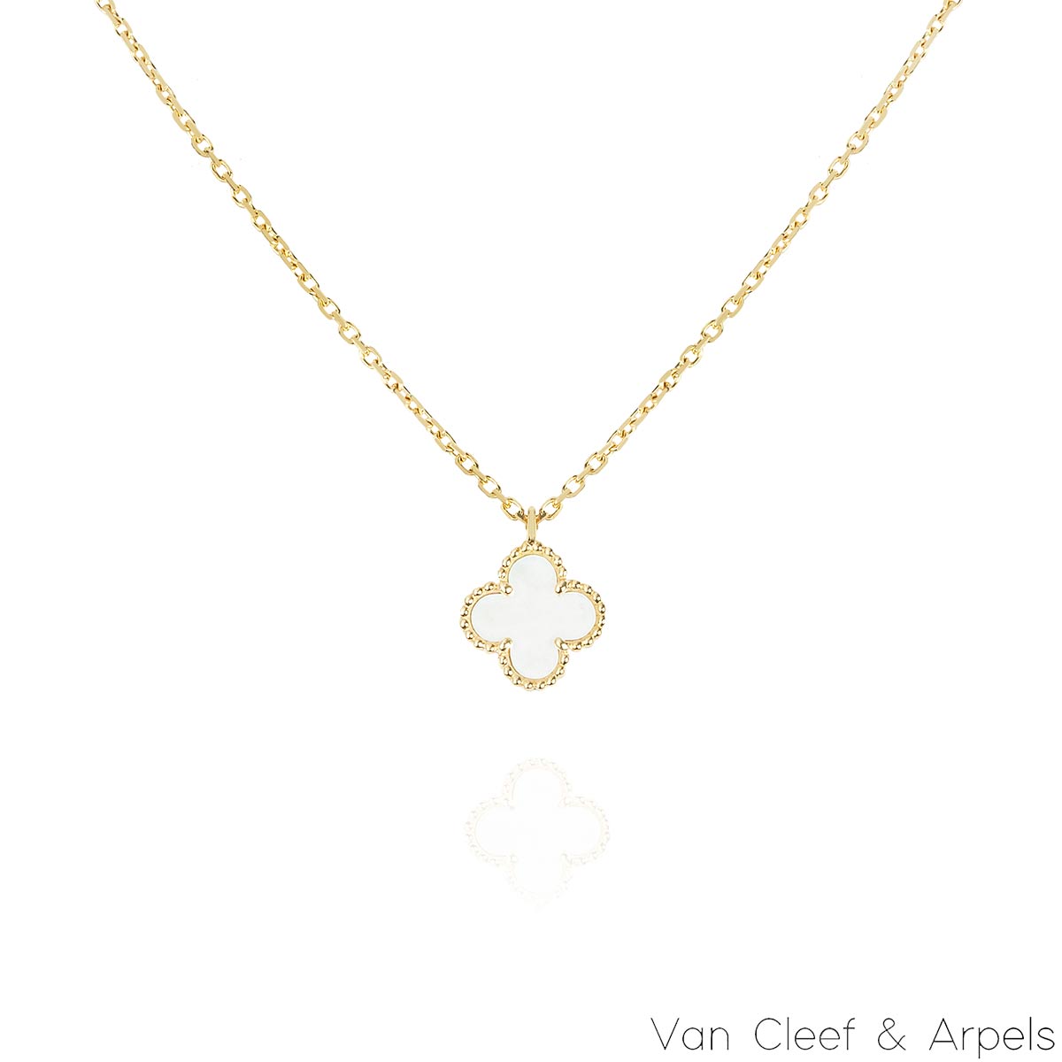 Van Cleef & Arpels Yellow Gold Mother of Pearl Sweet Alhambra Pendant VCARF69100 Van Cleef & Arpels Yellow Gold Mother of Pearl Sweet Alhambra Pendant VCARF69100